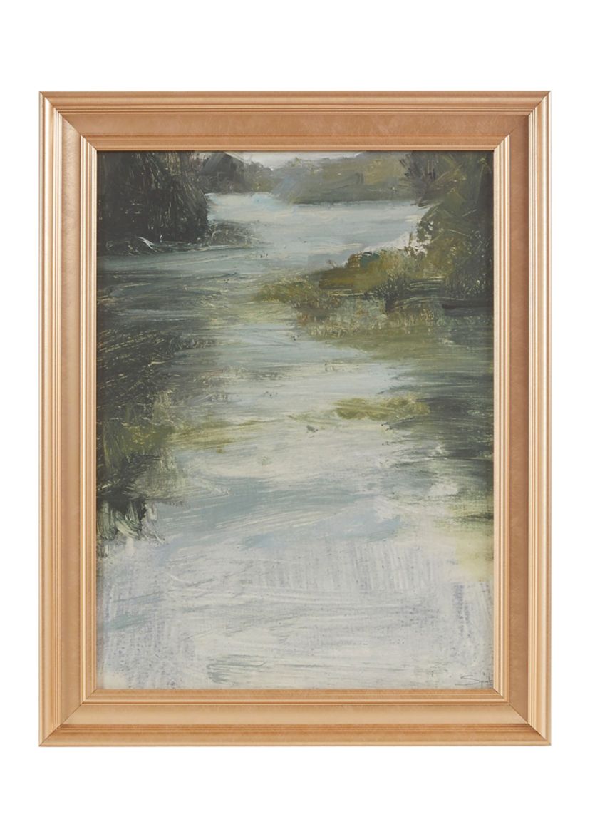 Estuary Abstract Landscape Framed Glass Wall Art