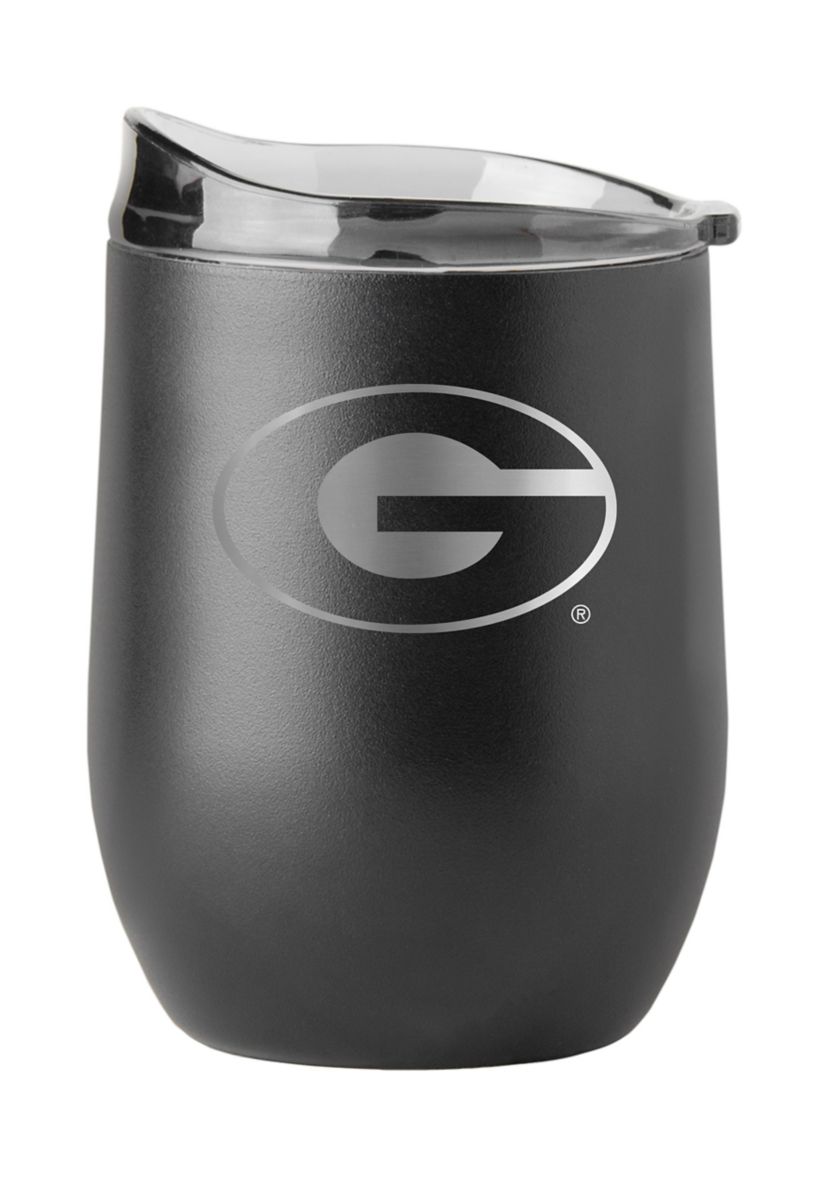 Georgia Bulldogs NCAA Georgia 16oz Etch Black Powder Coat Curved Beverage