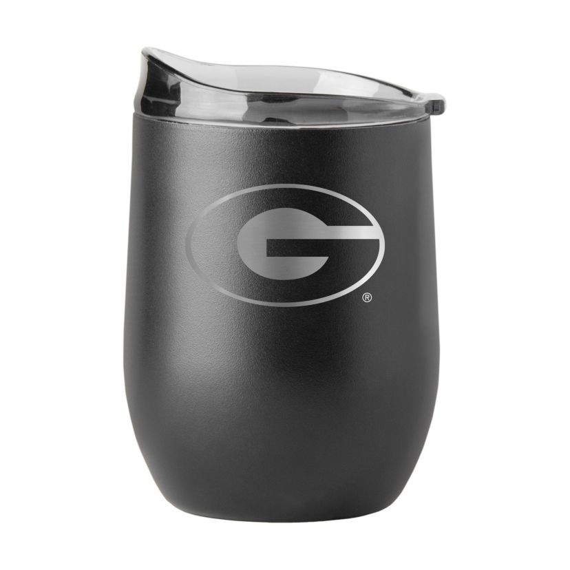 Georgia Bulldogs NCAA Georgia 16oz Etch Black Powder Coat Curved Beverage