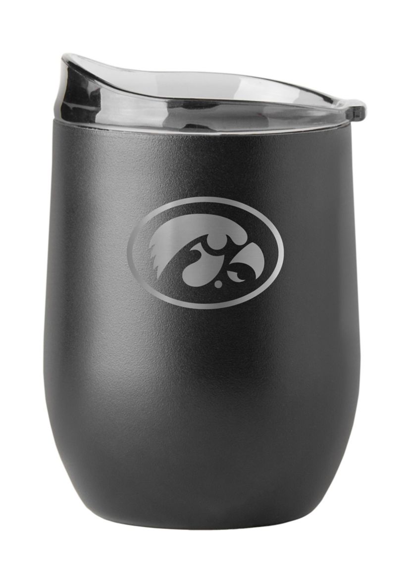 Iowa Hawkeyes NCAA Iowa 16oz Etch Black Powder Coat Curved Beverage
