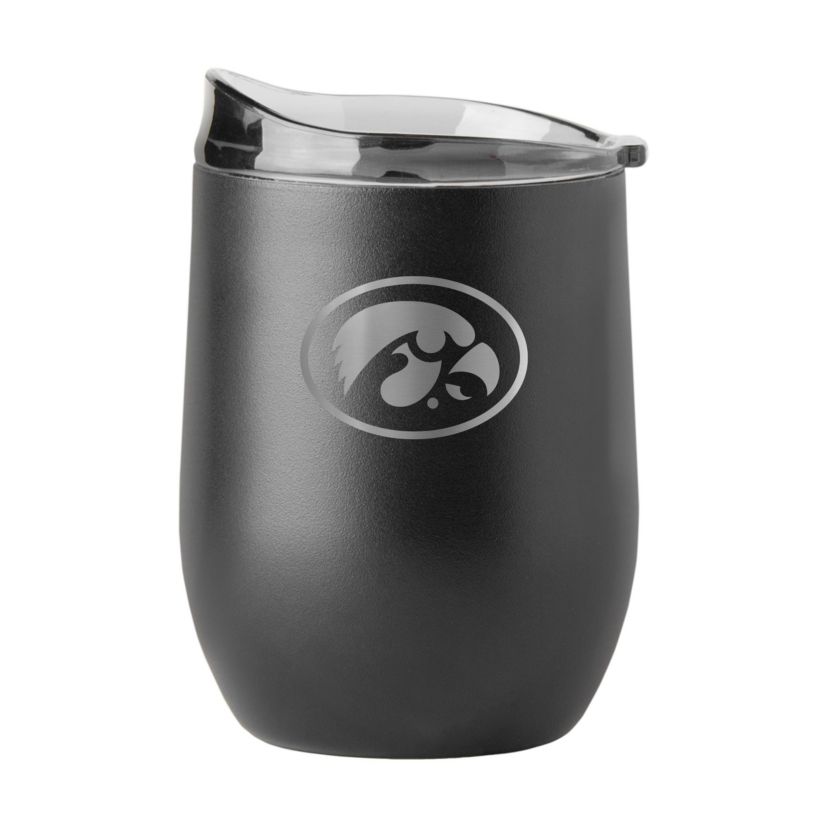 Iowa Hawkeyes NCAA Iowa 16oz Etch Black Powder Coat Curved Beverage