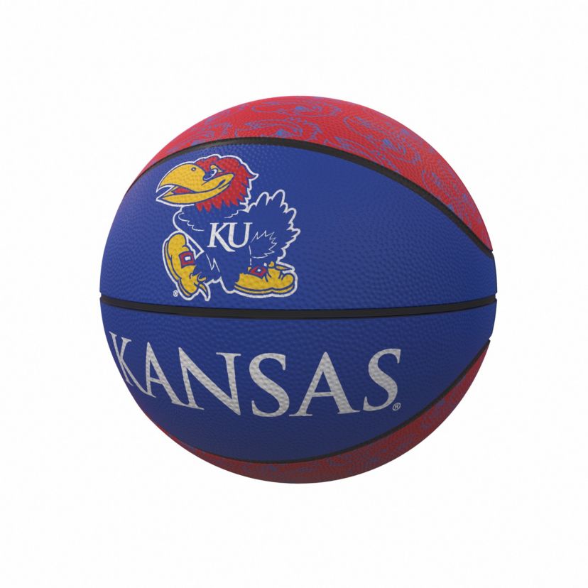 Kansas Jayhawks NCAA Kansas Repeating Logo Mini-Size Rubber Basketball