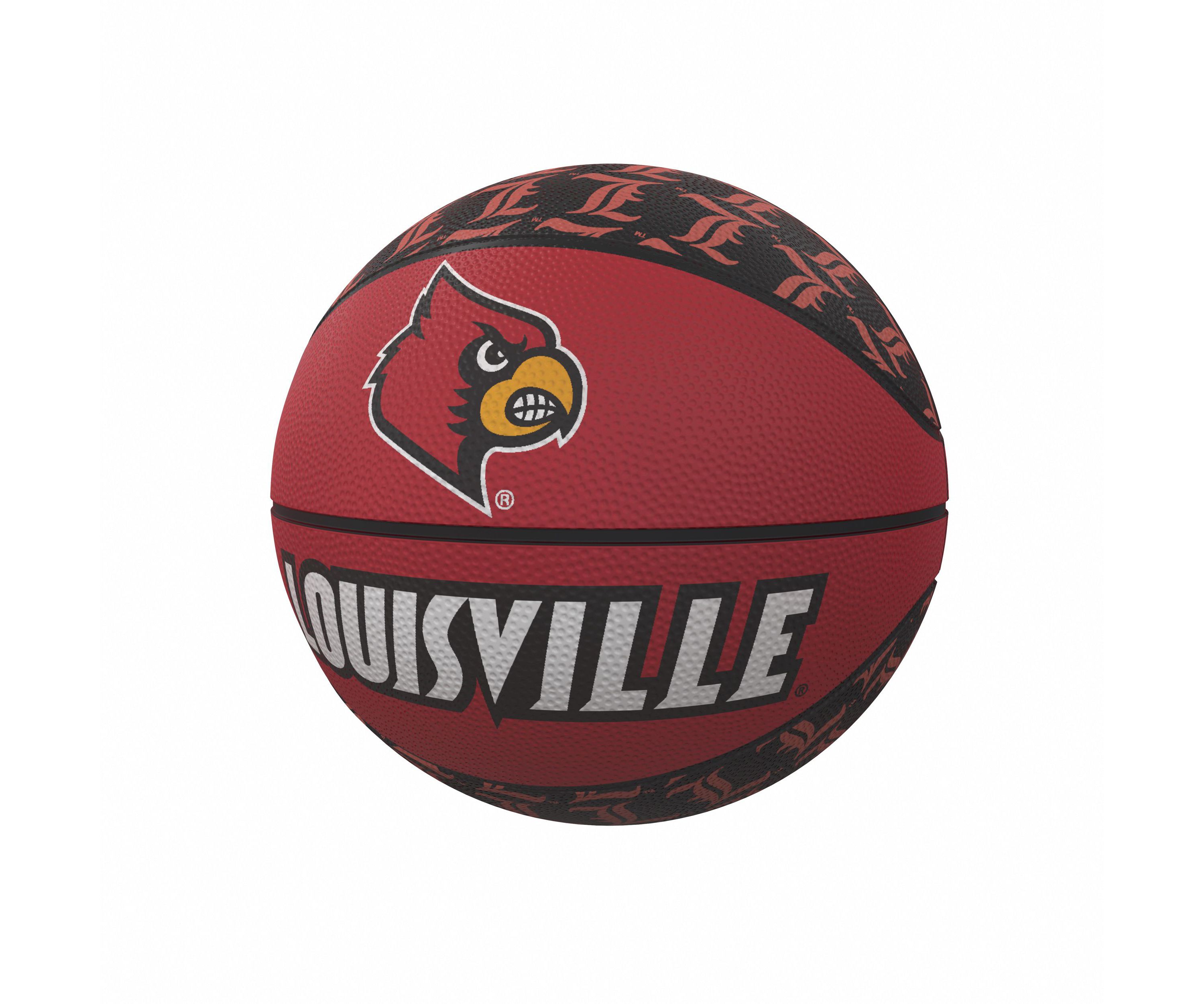 Louisville Cardinals NCAA Louisville Repeating Logo Mini-Size Rubber Basketball