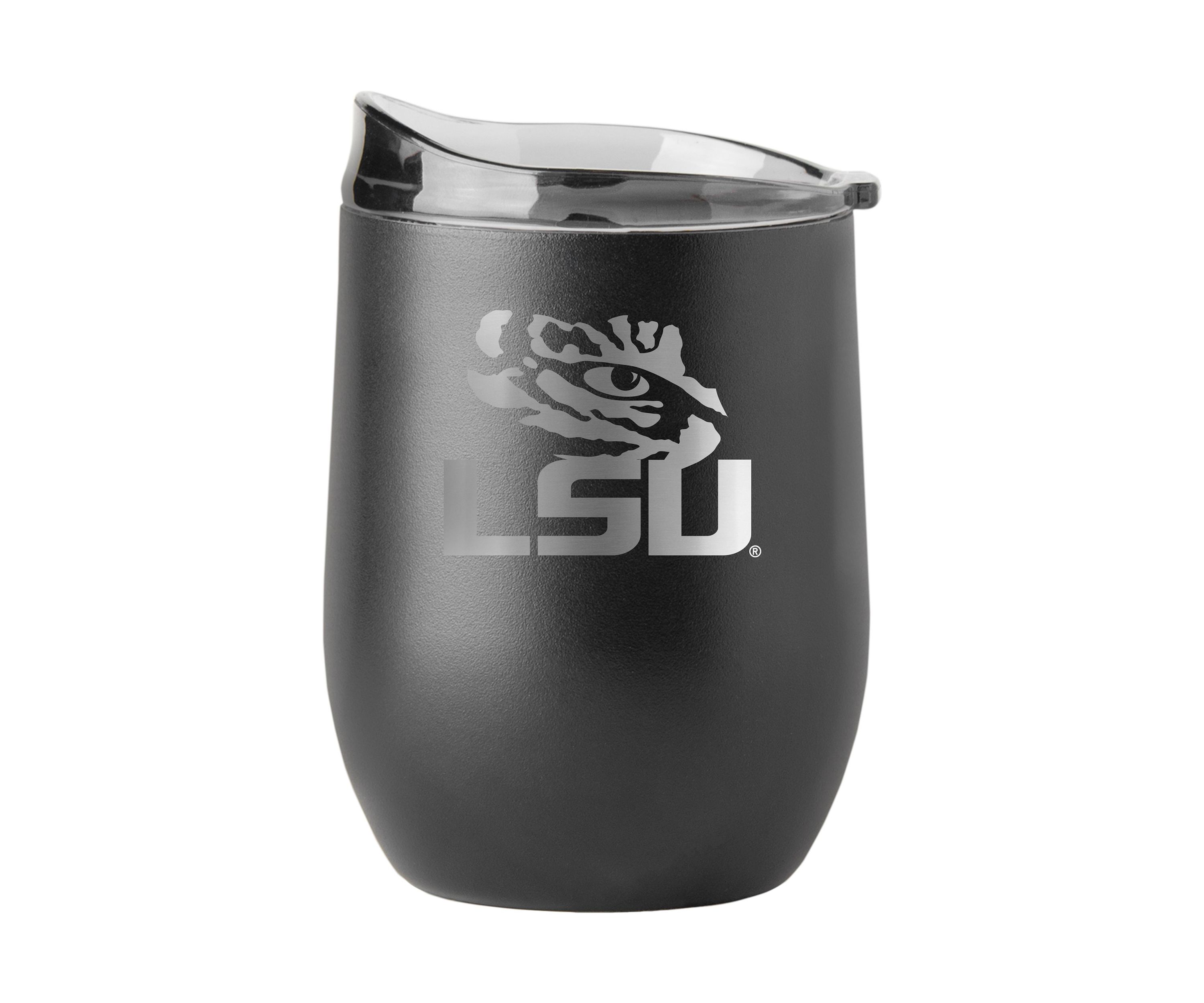 LSU Tigers NCAA LSU 16oz Etch Black Powder Coat Curved Beverage