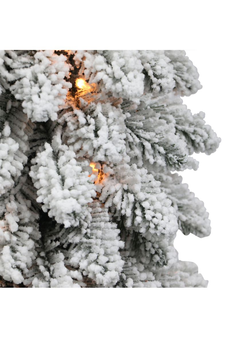 5 ft Pre-Lit Flocked Pencil Alpine Artificial Christmas Tree with 70 UL Listed Clear Lights Green