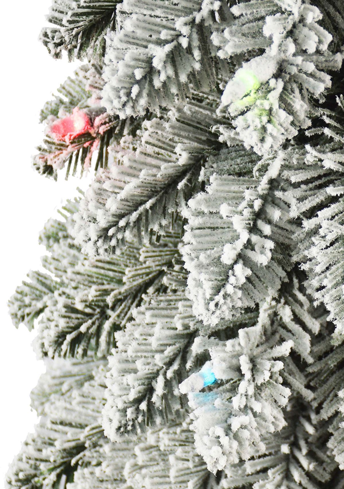 6 ft Pre-lit Flocked Alpine Pencil Tree 261 tips 100 UL Multi-color Incandescent Lights