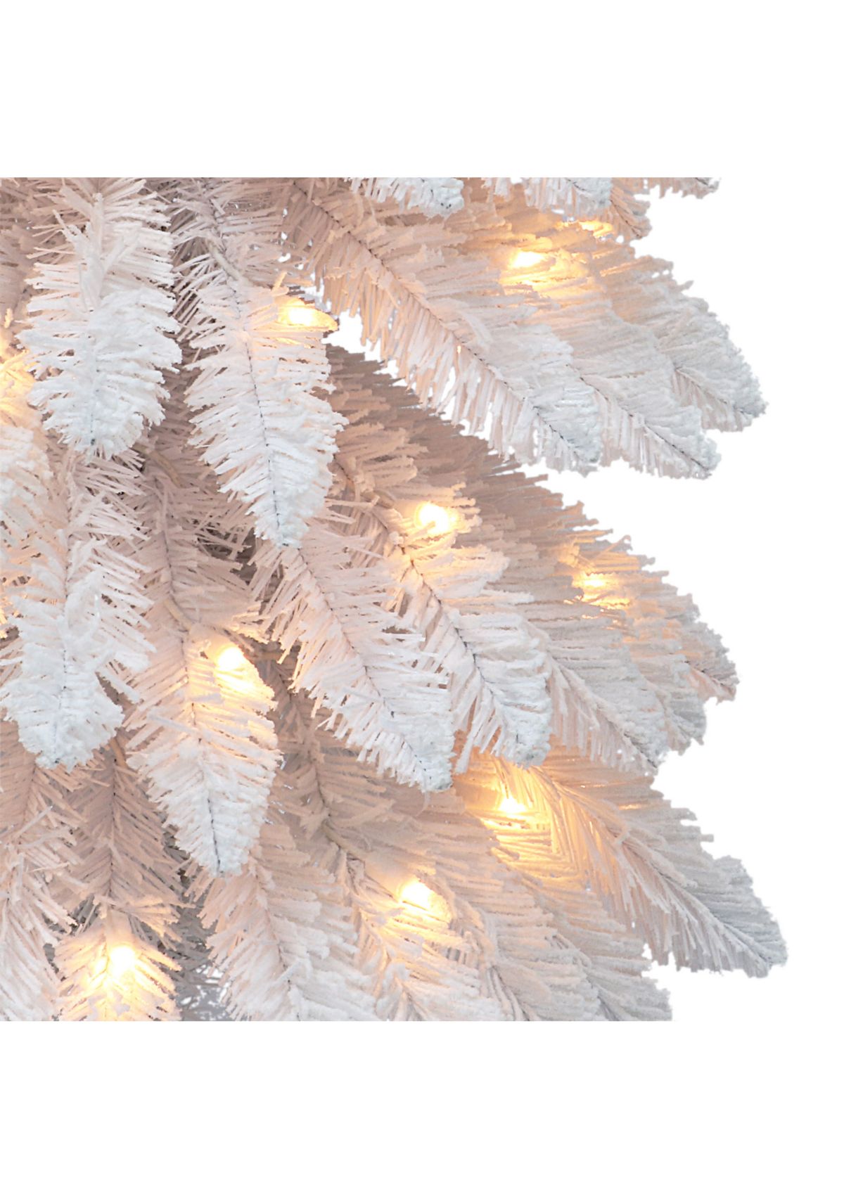 7-foot Pre-Lit Flocked White Artificial Alpine Pencil Tree 318 Tips 150 Clear Lights