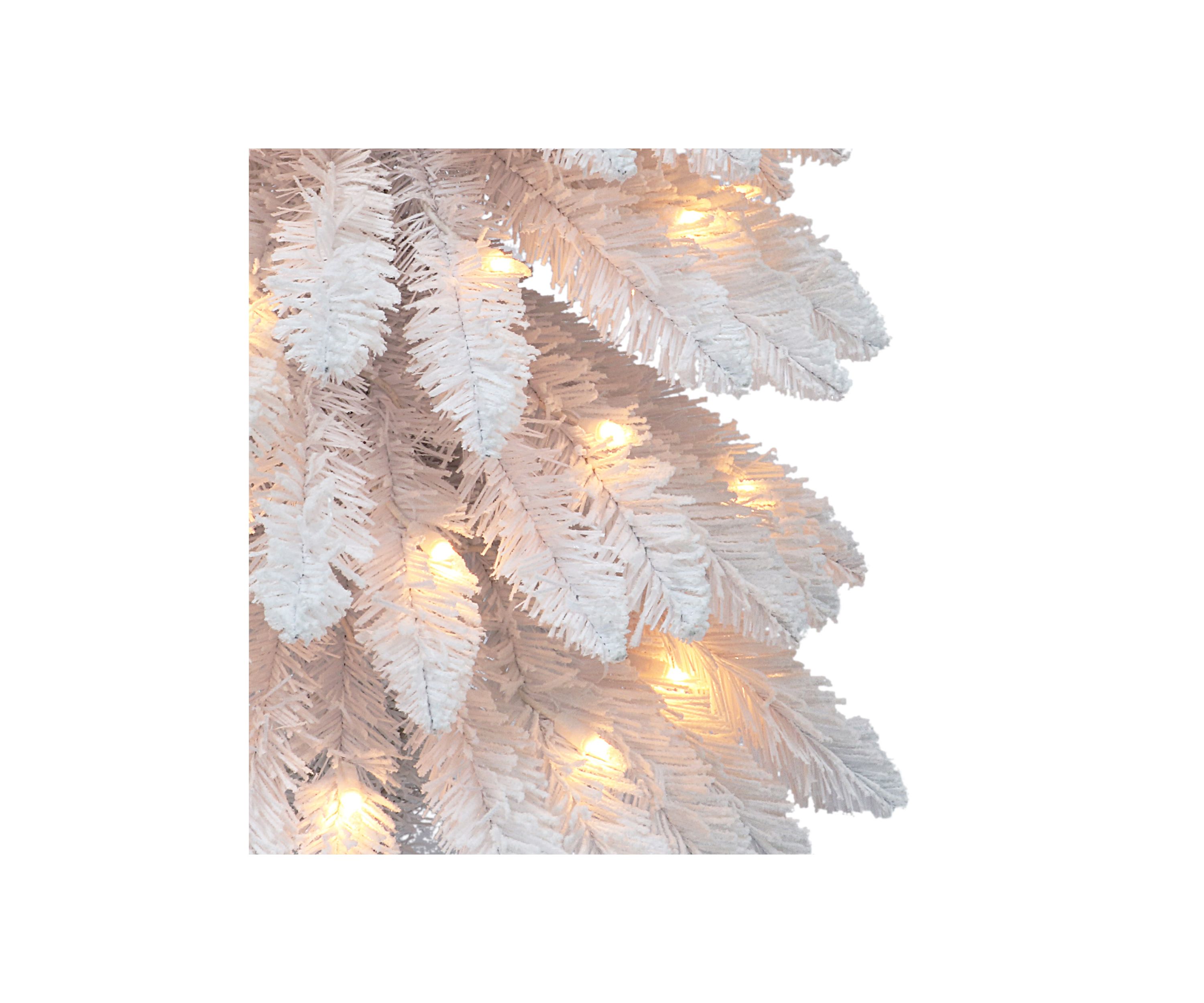 7-foot Pre-Lit Flocked White Artificial Alpine Pencil Tree 318 Tips 150 Clear Lights