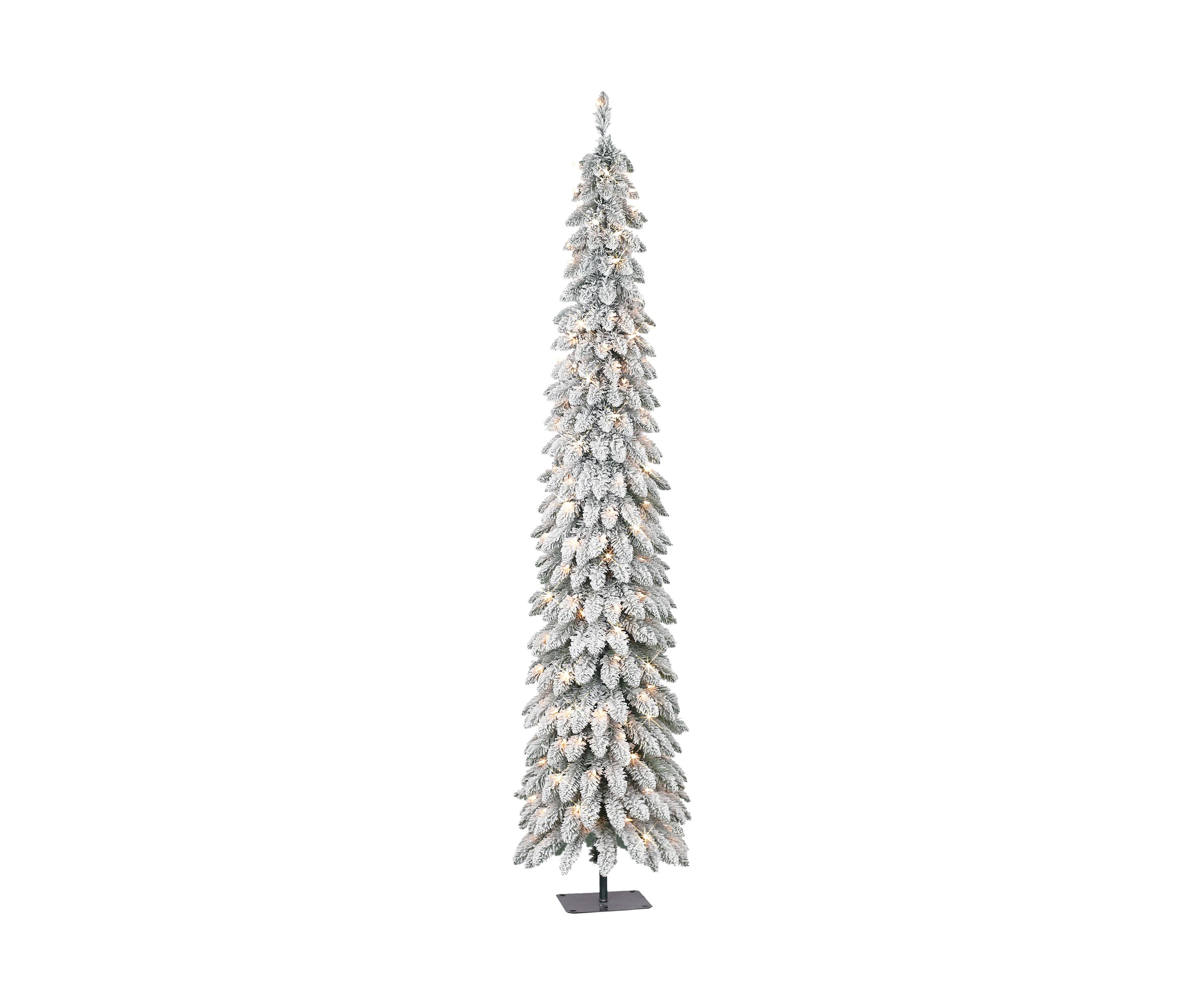 7-foot Pre-Lit Flocked Artificial Alpine Pencil Tree