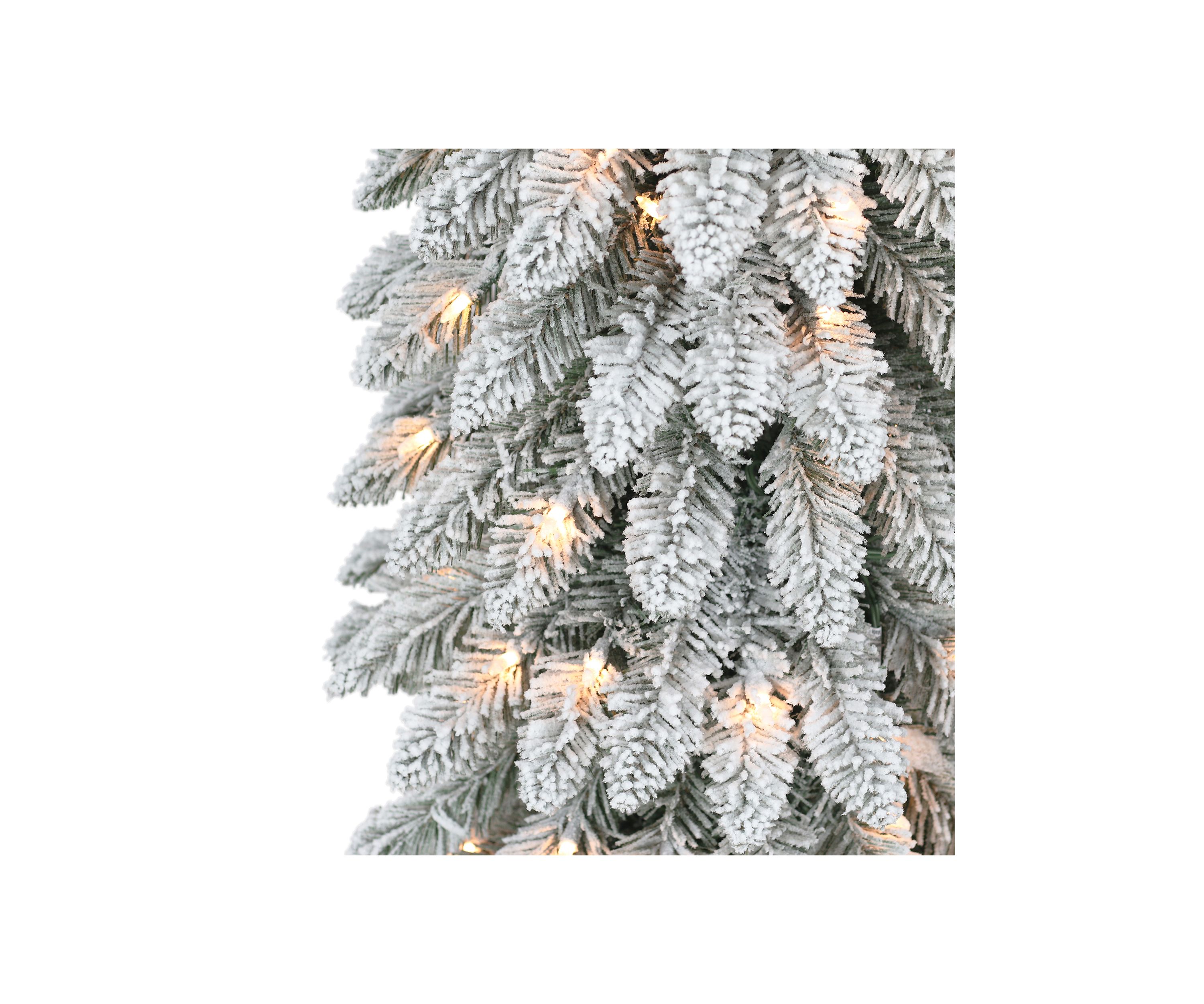 7-foot Pre-Lit Flocked Artificial Alpine Pencil Tree