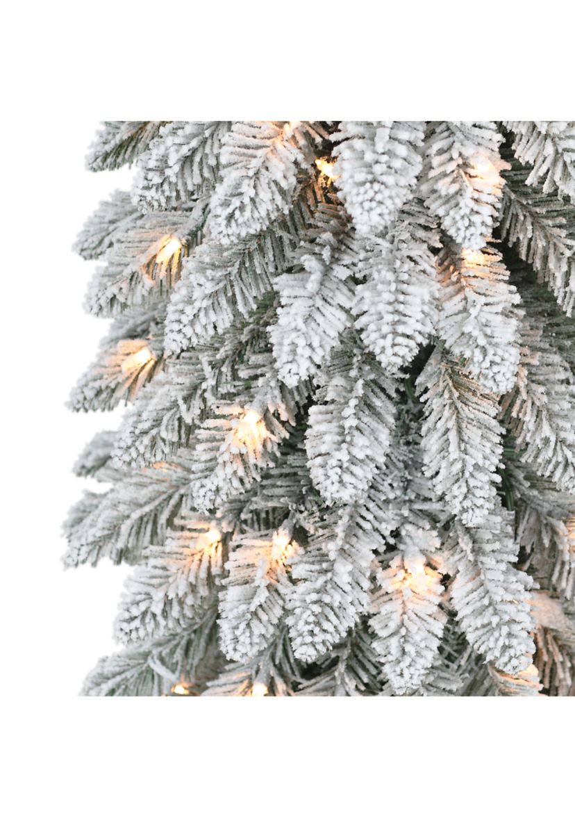 7-foot Pre-Lit Flocked Artificial Alpine Pencil Tree