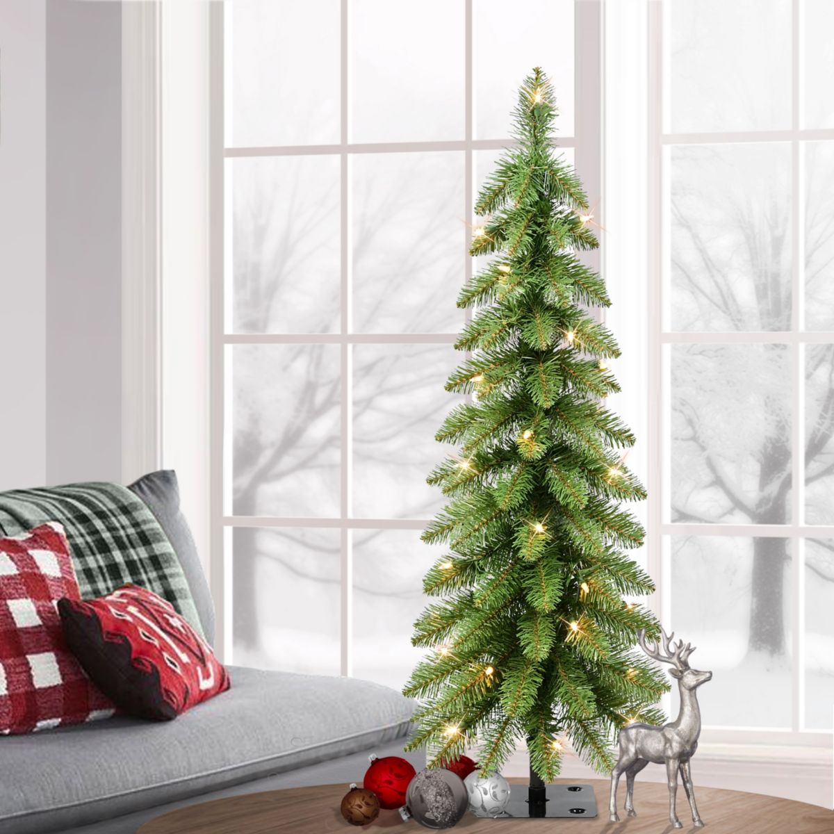 3 ft. Pre-Lit Artificial Pencil Tree