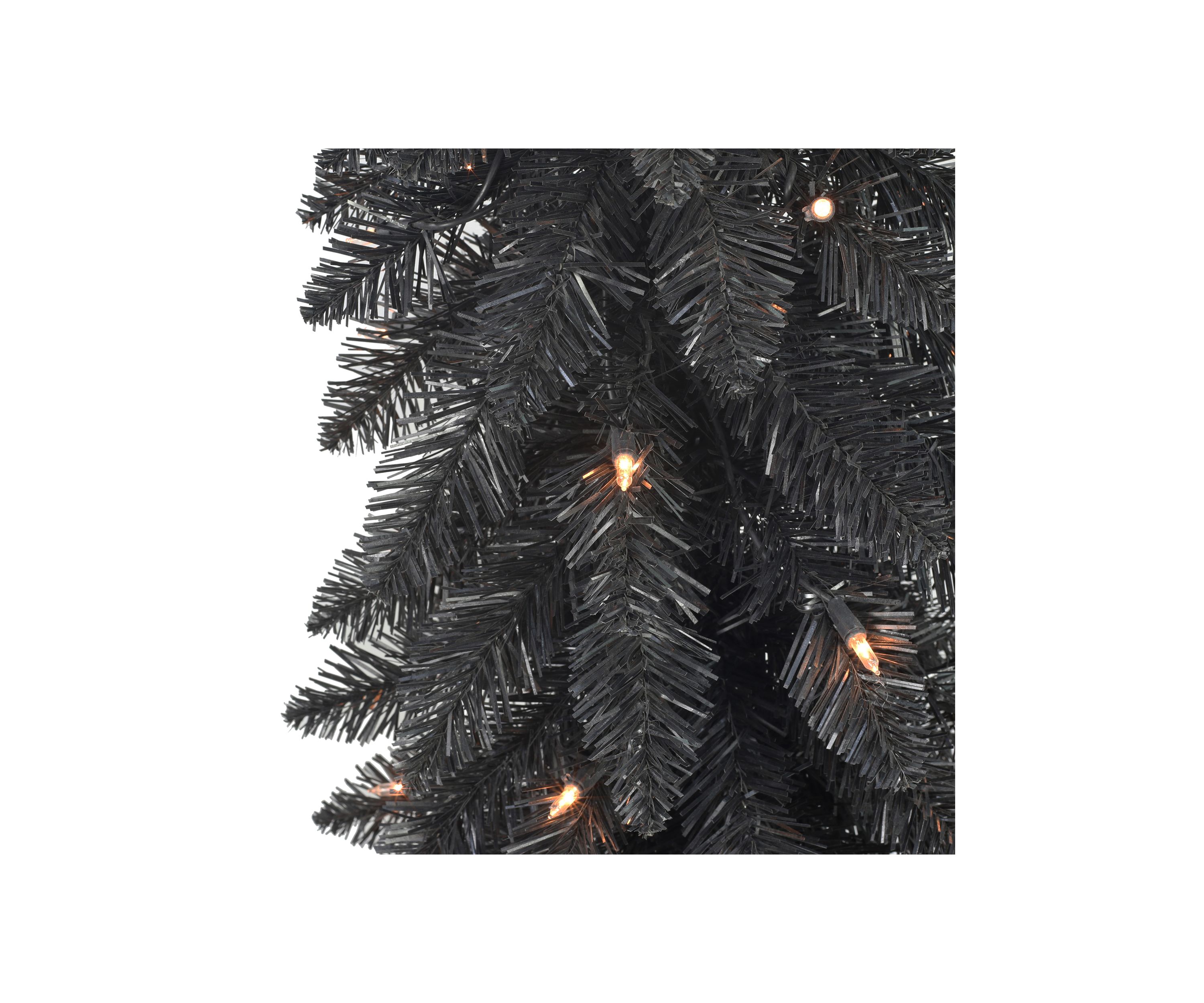 4-foot Pre-Lit Black Artificial Alpine Pencil Tree 136 Tips 50 Clear Lights