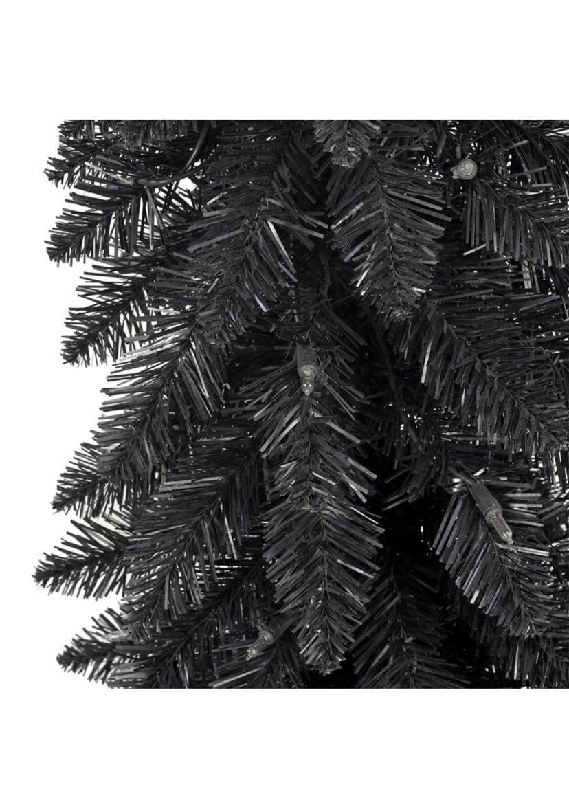 4-foot Pre-Lit Black Artificial Alpine Pencil Tree 136 Tips 50 Clear Lights