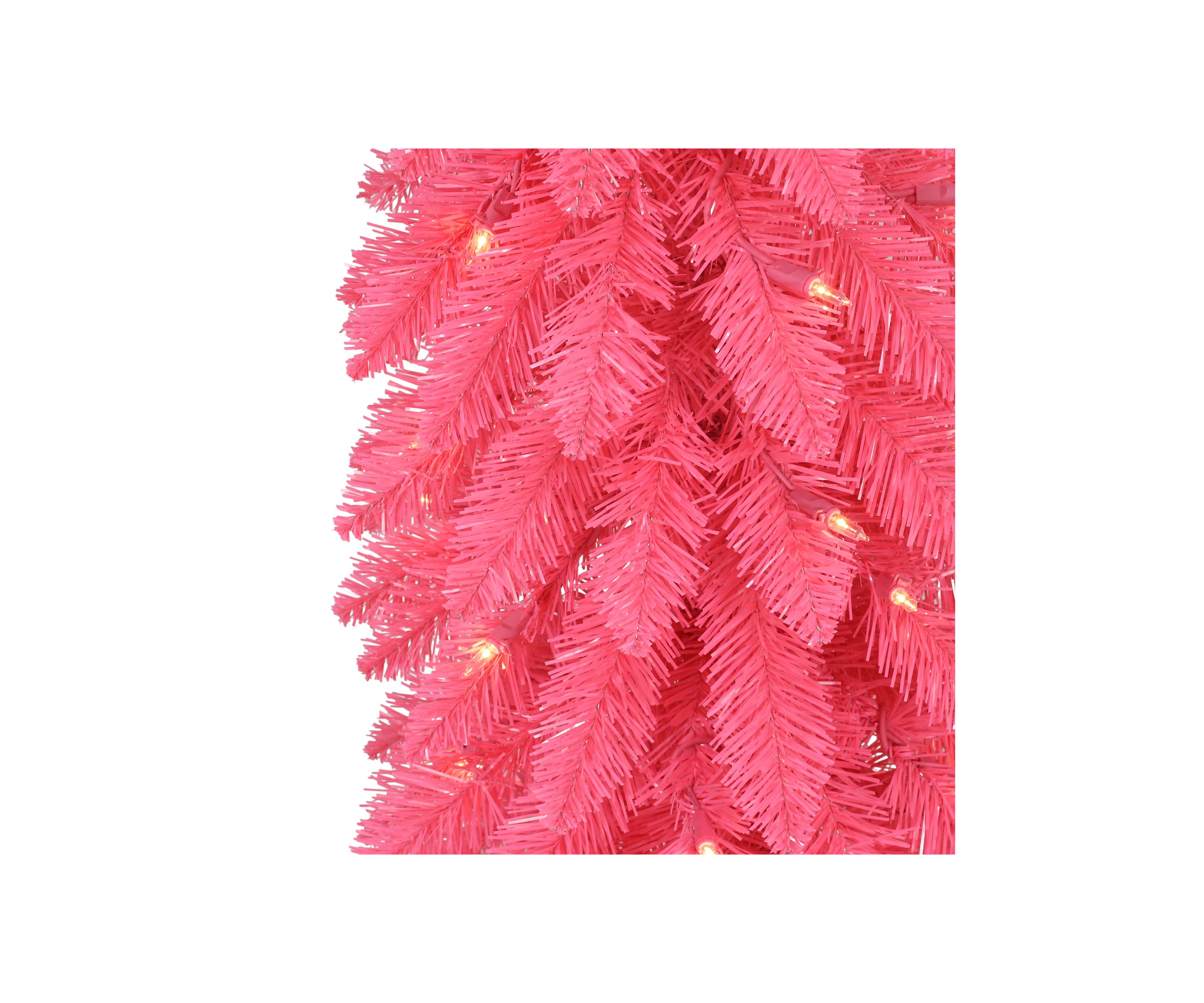4-foot Pre-Lit Pink Artificial Alpine Pencil Tree 136 Tips 50 Clear Lights