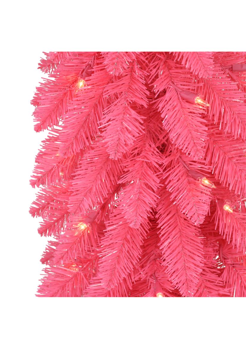 4-foot Pre-Lit Pink Artificial Alpine Pencil Tree 136 Tips 50 Clear Lights