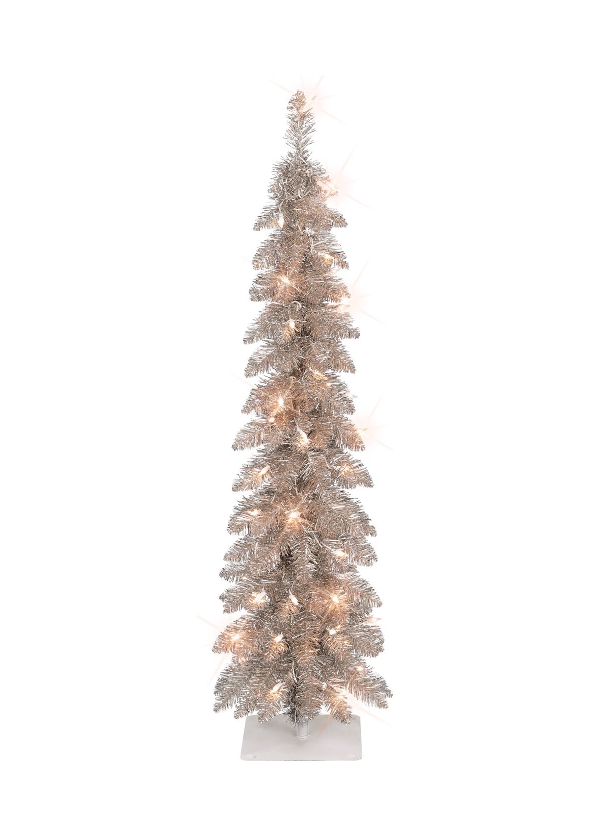 4-foot Pre-Lit Rose Gold Artificial Alpine Pencil Tree 136 Tips 50 Clear Lights