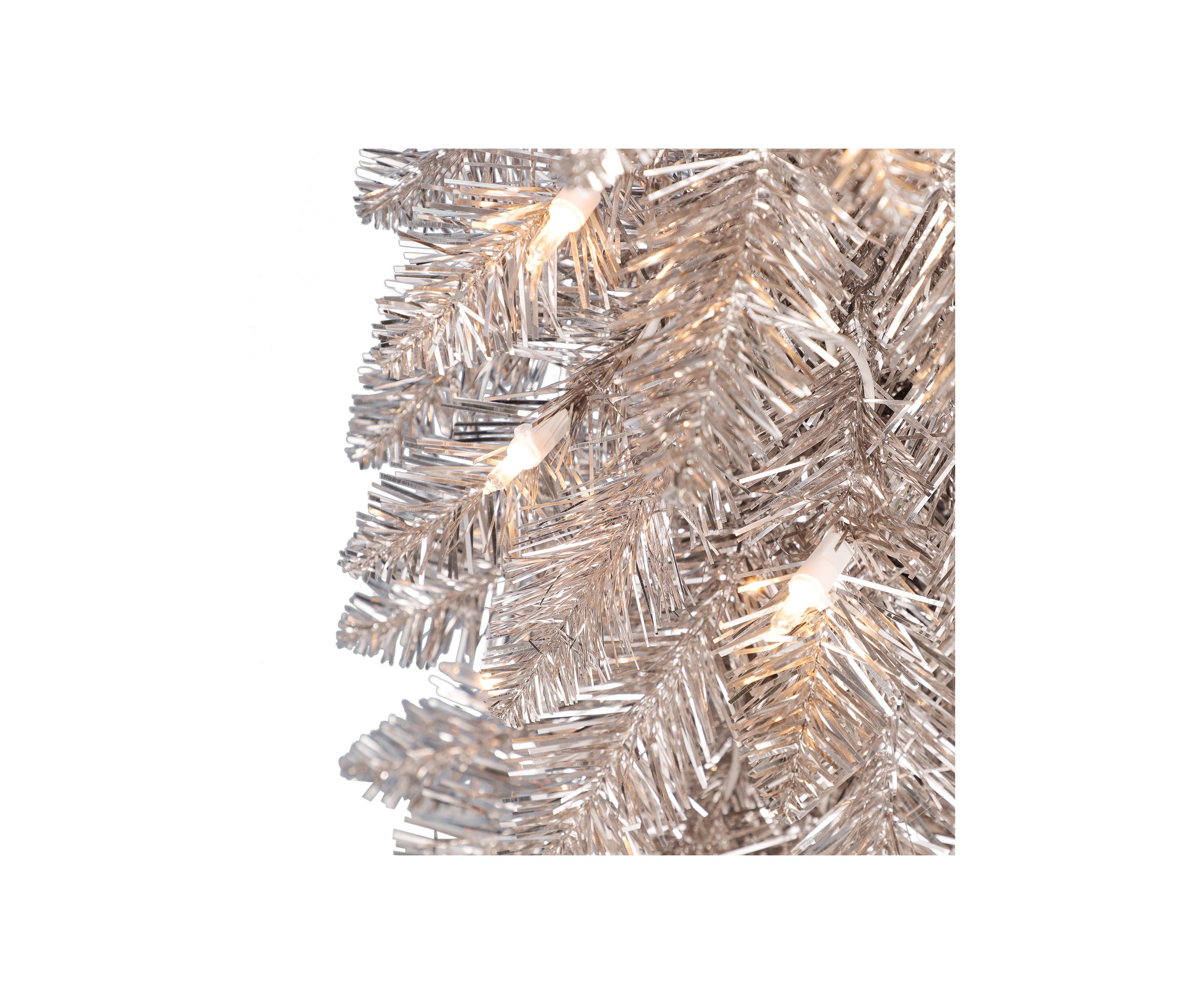 4-foot Pre-Lit Rose Gold Artificial Alpine Pencil Tree 136 Tips 50 Clear Lights