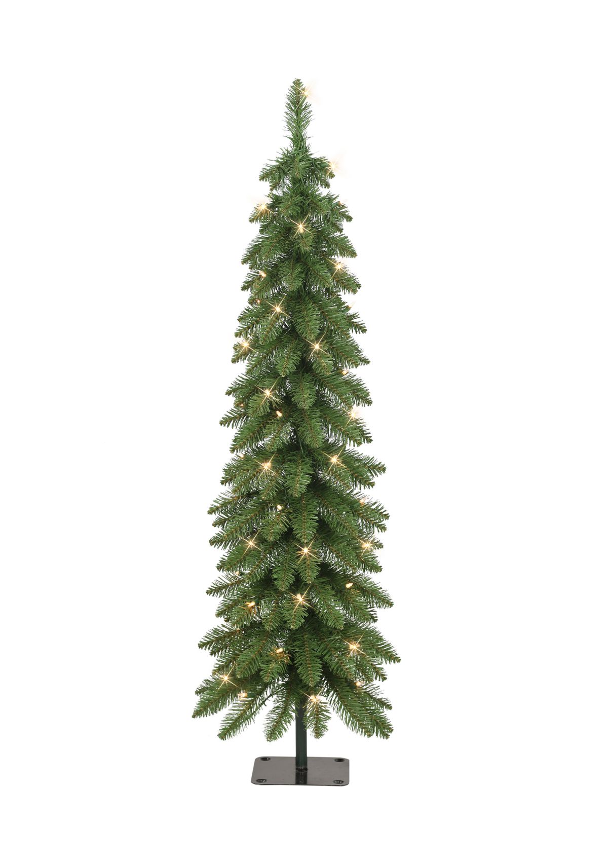 4-foot Pre-Lit Artificial Alpine Pencil Tree 136 Tips 50 Clear Lights
