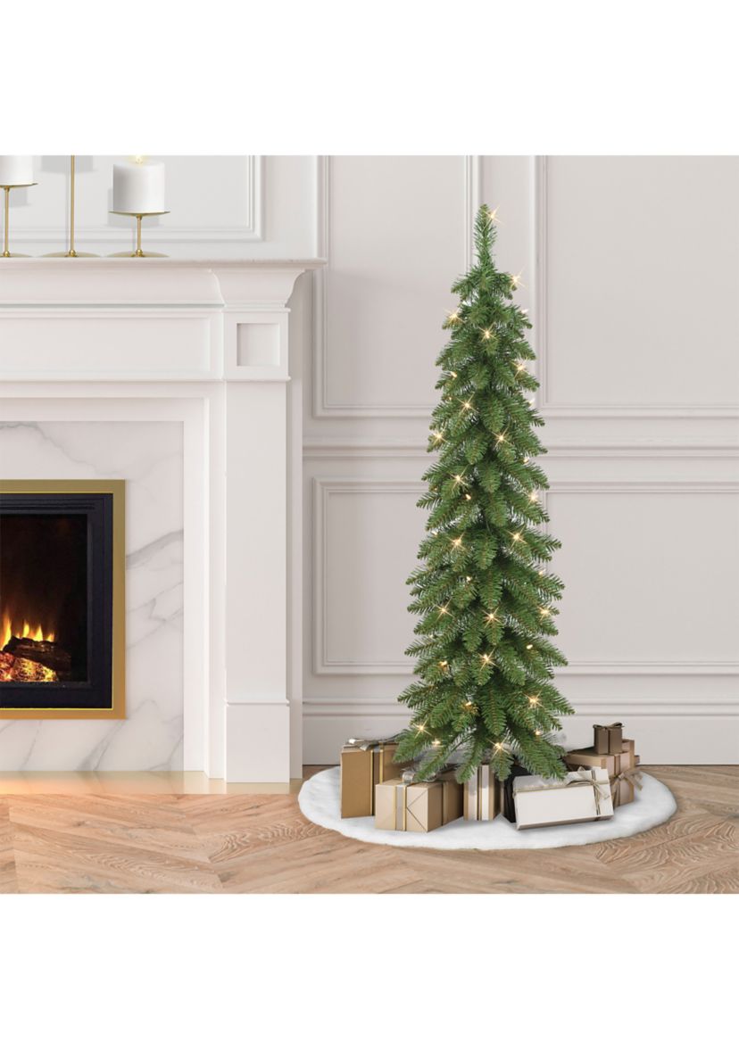 4-foot Pre-Lit Artificial Alpine Pencil Tree 136 Tips 50 Clear Lights