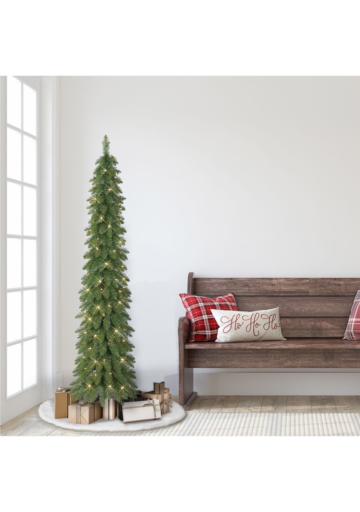 6-foot Pre-Lit Alpine Artificial Pencil Tree 261 Tips 100 Clear Lights