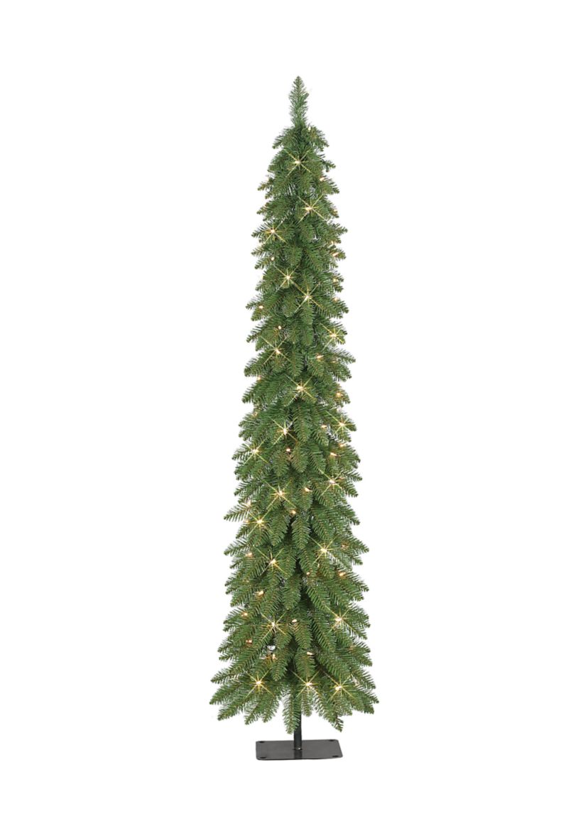 7-foot Pre-Lit Alpine Artificial Pencil Tree 318 Tips 150 Clear Lights