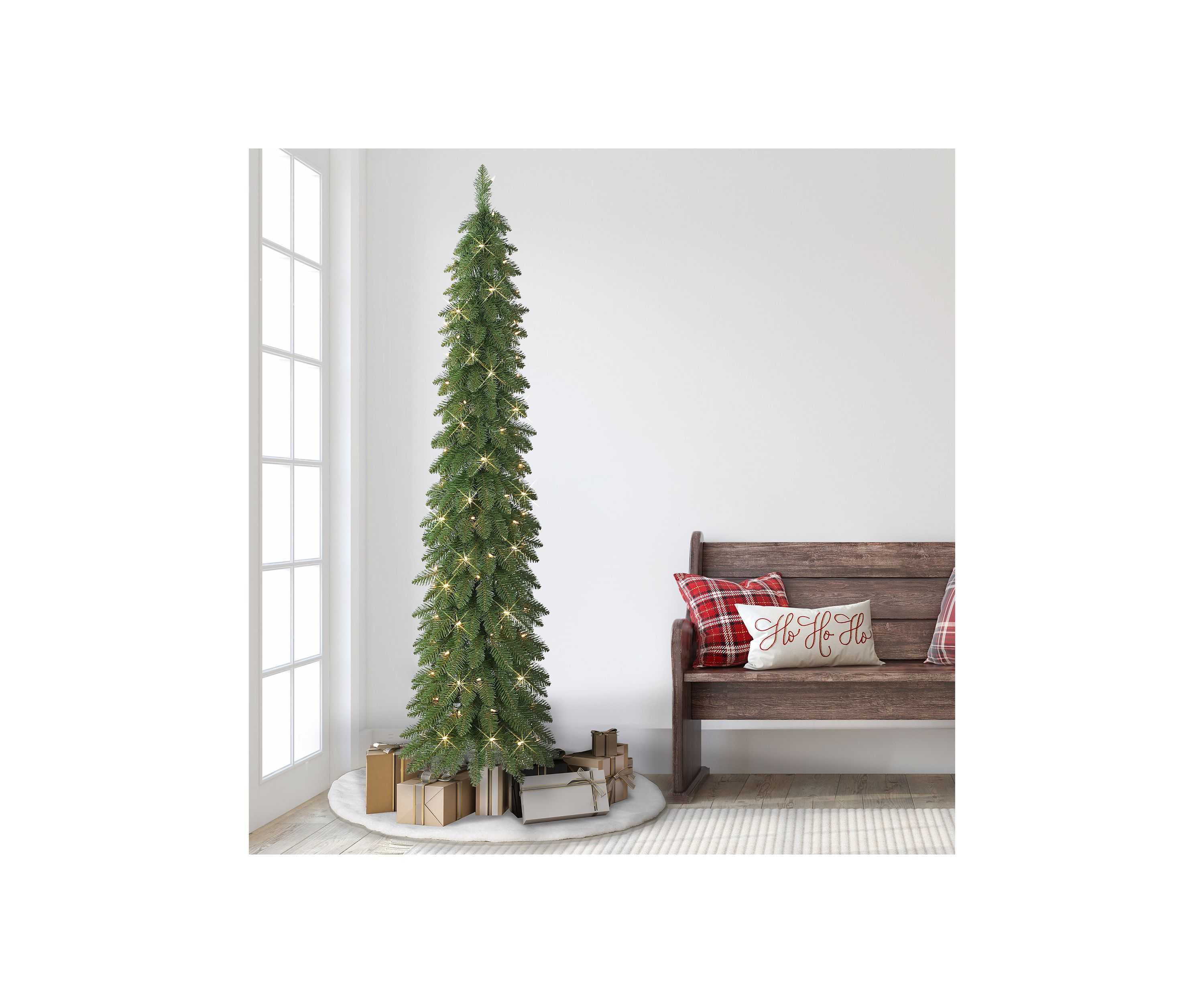 7-foot Pre-Lit Alpine Artificial Pencil Tree 318 Tips 150 Clear Lights