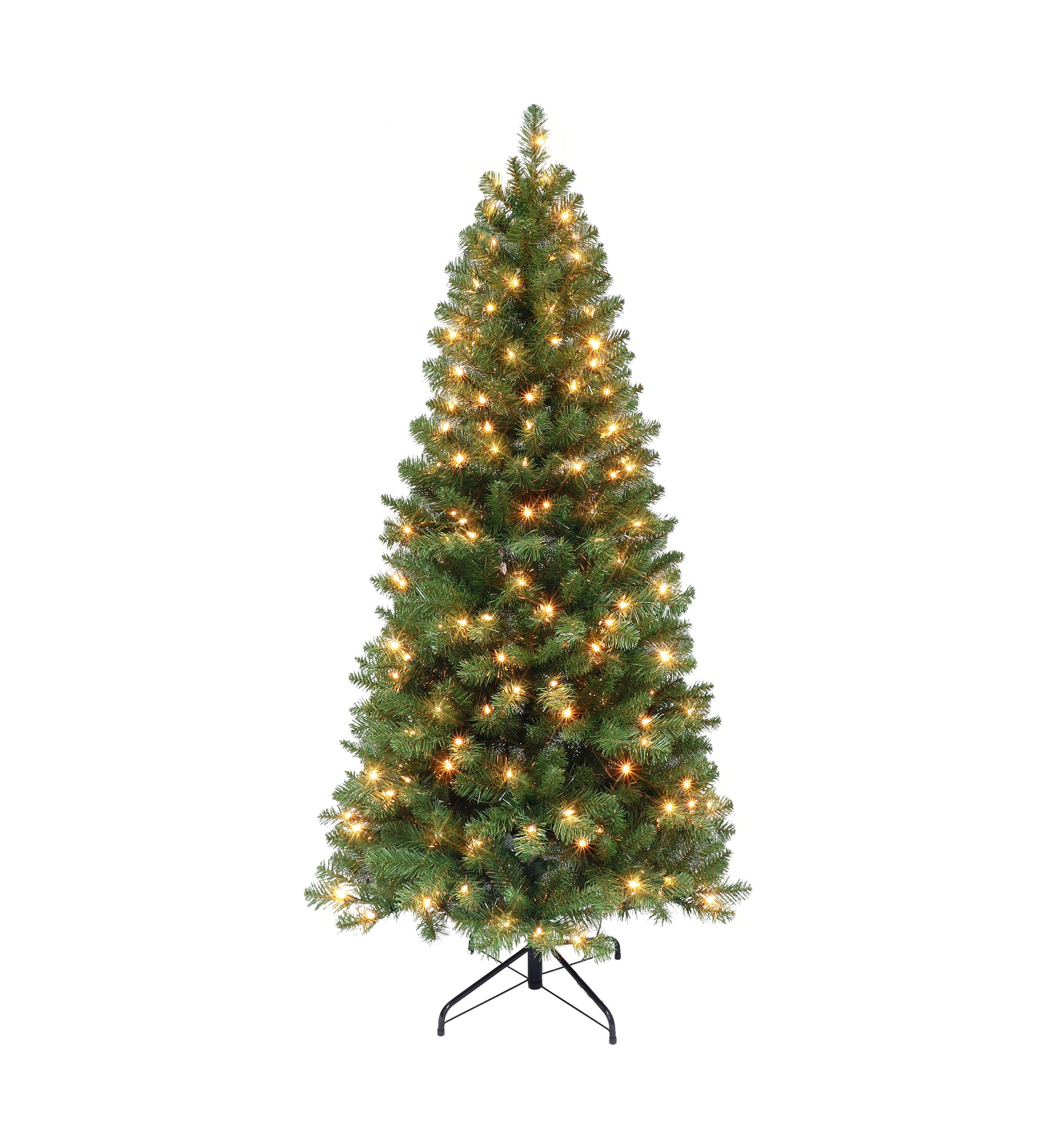 6 ft Pre-lit Virginia Pine Tree 659 Tips 250 UL Clear Lights Metal Stand