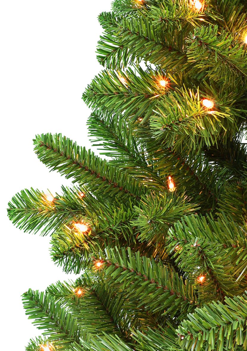 6 ft Pre-lit Virginia Pine Tree 659 Tips 250 UL Clear Lights Metal Stand