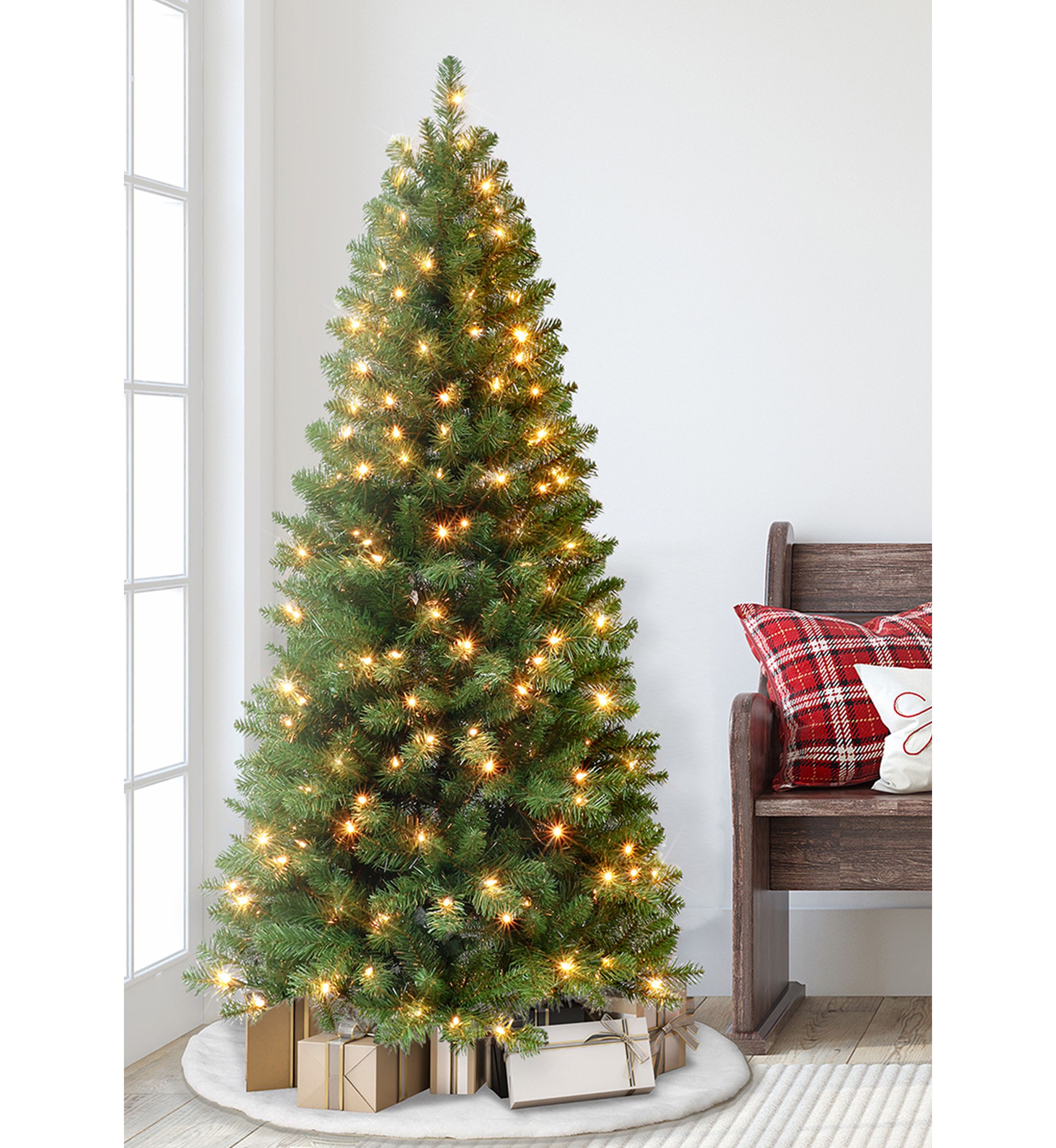 6 ft Pre-lit Virginia Pine Tree 659 Tips 250 UL Clear Lights Metal Stand