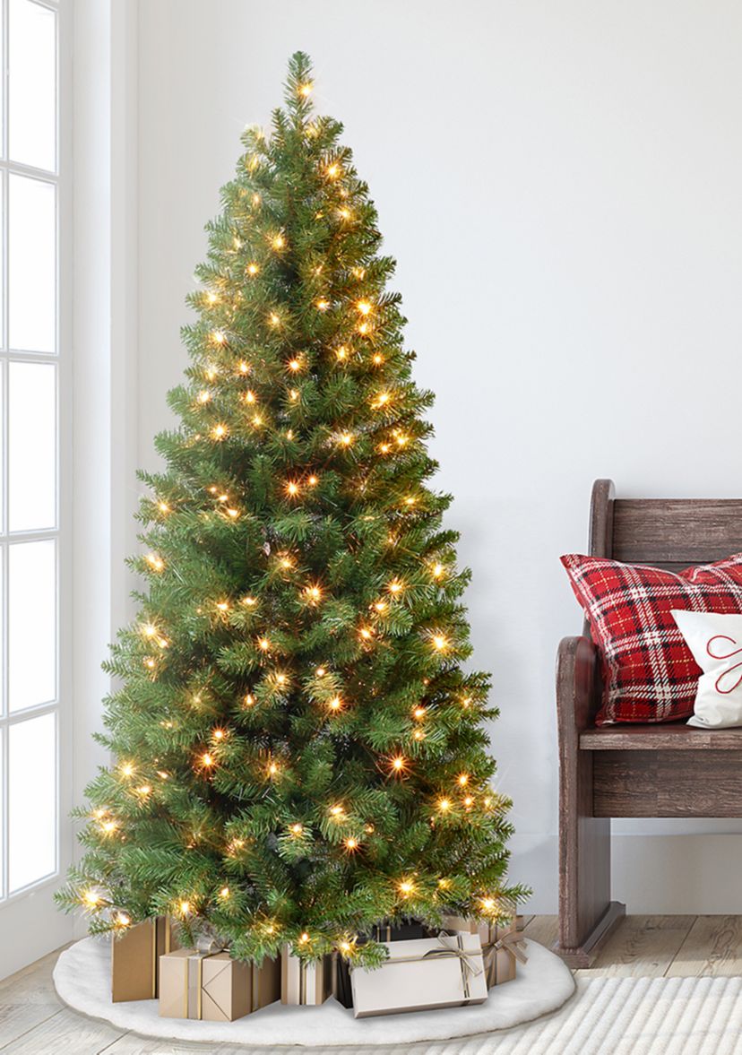 6 ft Pre-lit Virginia Pine Tree 659 Tips 250 UL Clear Lights Metal Stand