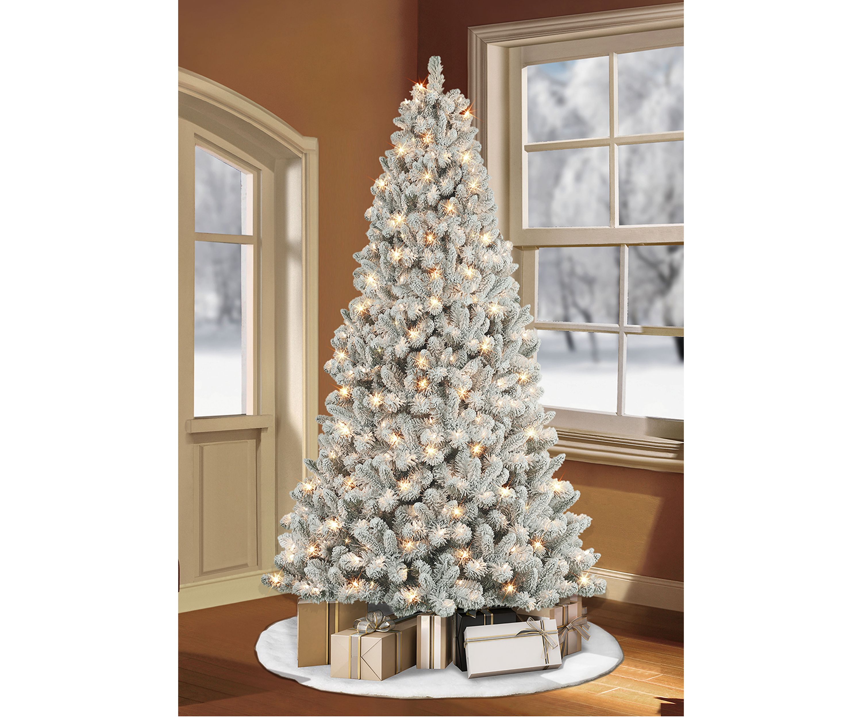 Pre-lit Flocked Virginia Pine Tree