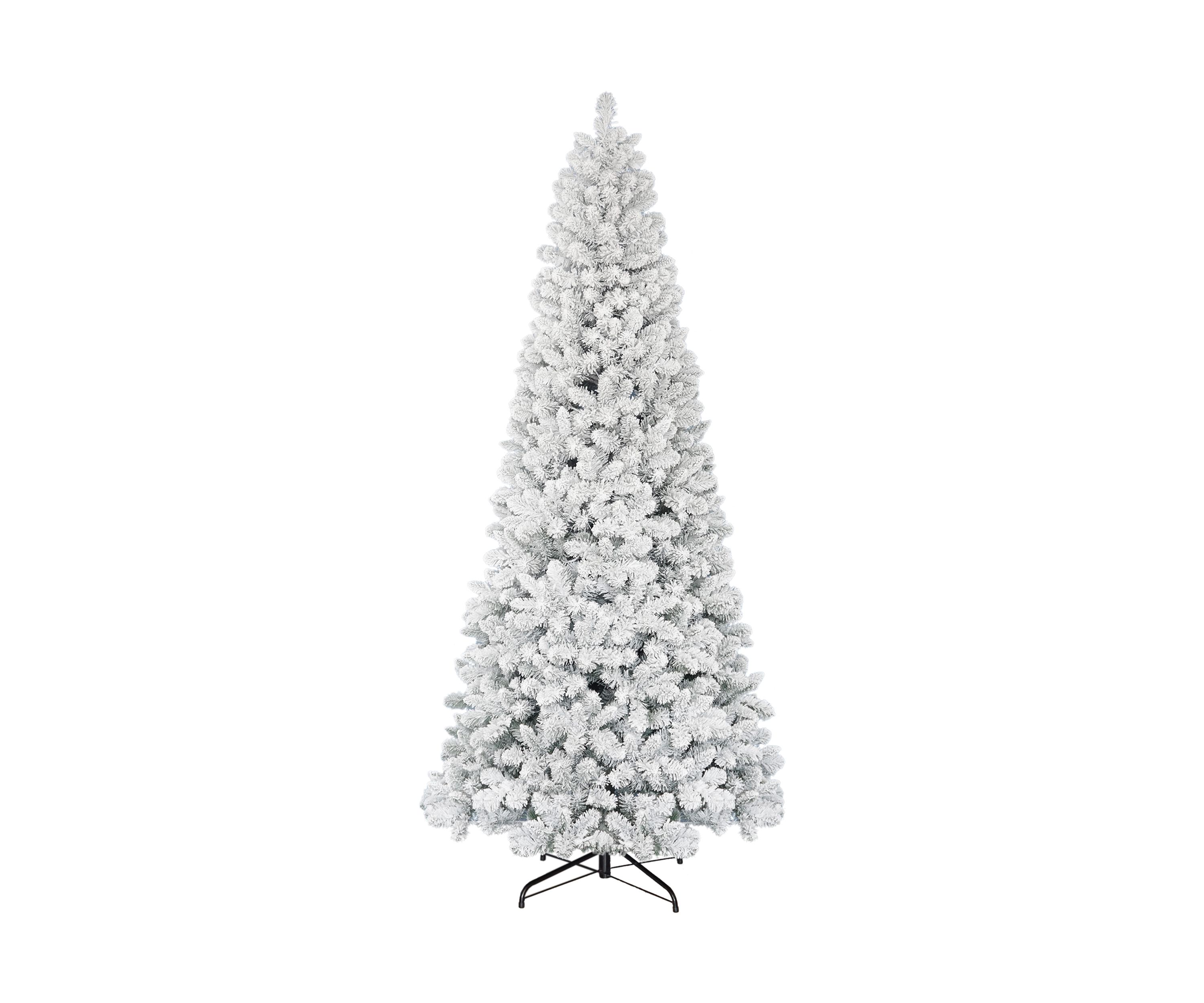9 ft Flocked Virginia Pine Tree 1460 Tips Metal Stand