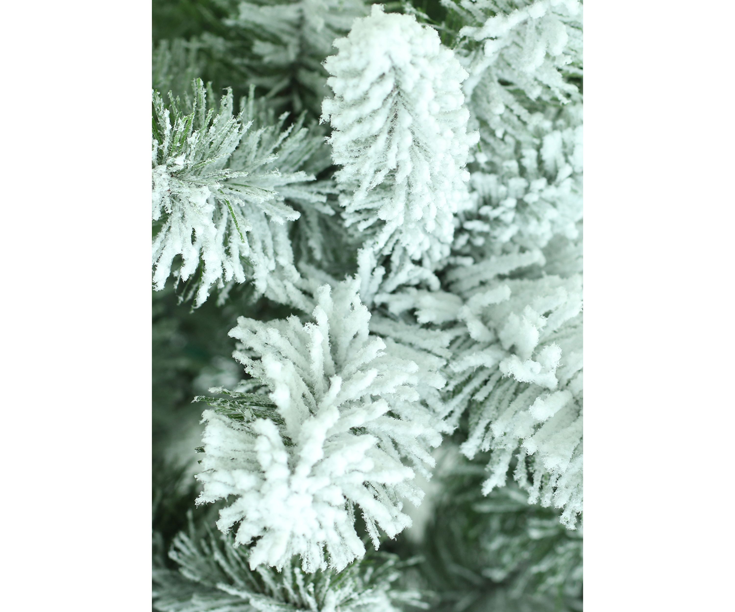 9 ft Flocked Virginia Pine Tree 1460 Tips Metal Stand