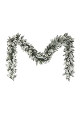 Puleo International 10 Foot Flocked Spruce Garland, Green