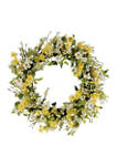 30 Inch Artificial Dogwood and Daisy Floral Spring Wreath
