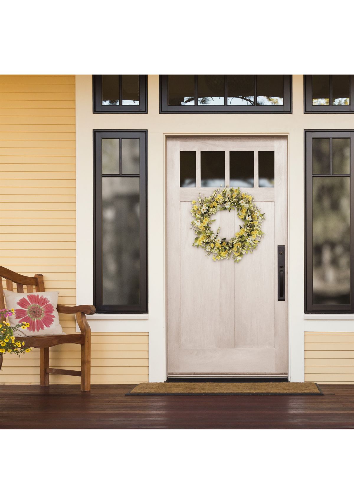 30 Inch Artificial Dogwood and Daisy Floral Spring Wreath