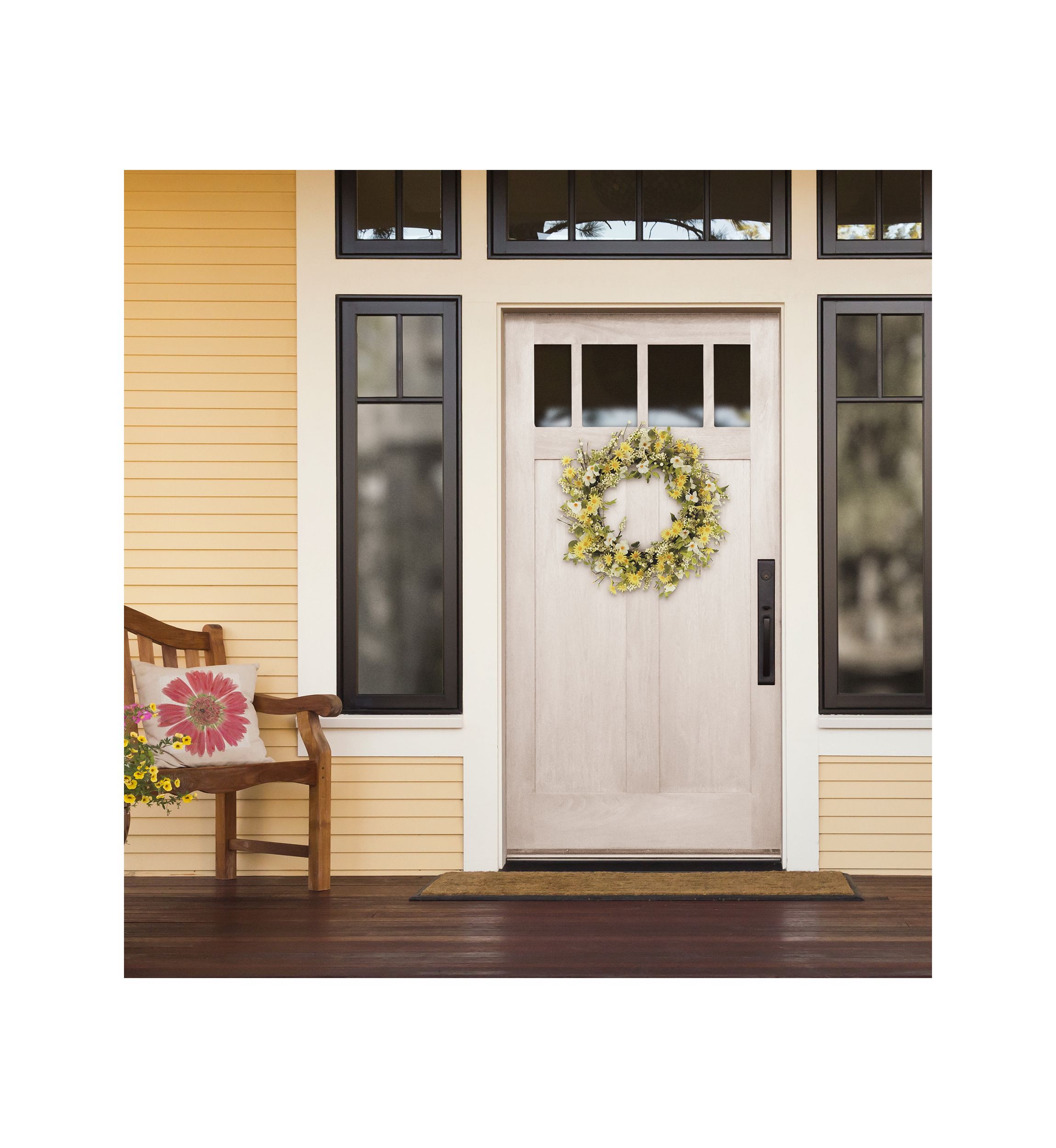30 Inch Artificial Dogwood and Daisy Floral Spring Wreath