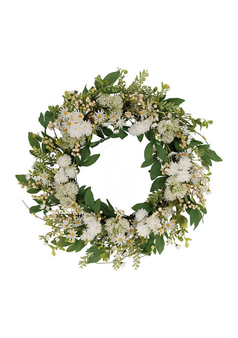 30 Inch Artificial Chrysanthemum and Daisy Floral Spring Wreath