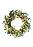 30 Inch Artificial Dogwood and Daisy and  Poppy Floral Spring Wreath