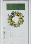 30 Inch Artificial Dogwood and Daisy and  Poppy Floral Spring Wreath