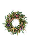 24 Inch Artificial Salix Leaf With Butterfly Floral Spring Wreath