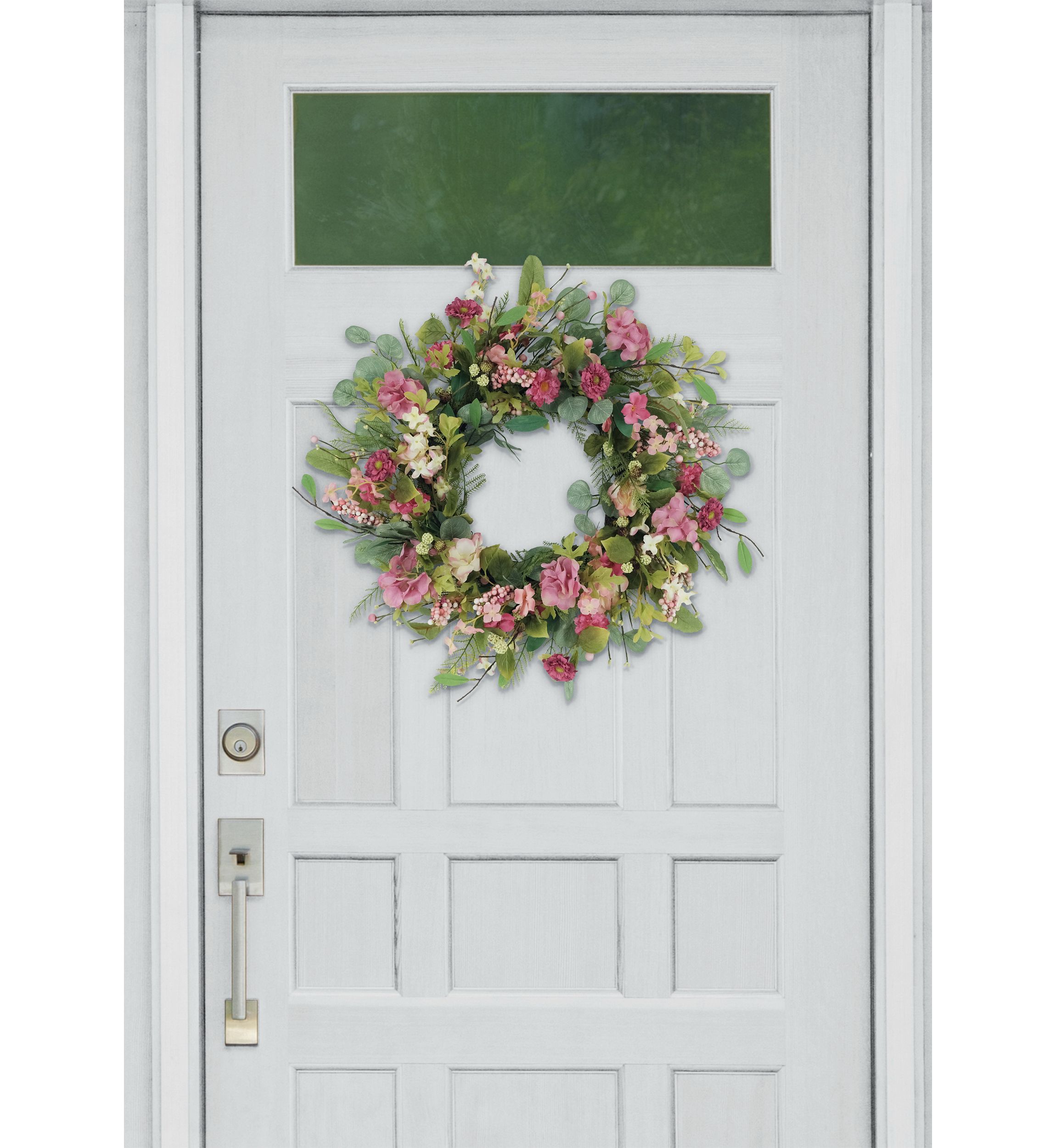 24 Inch Artificial Chrysanthemum and Hydrangea Floral Spring Wreath