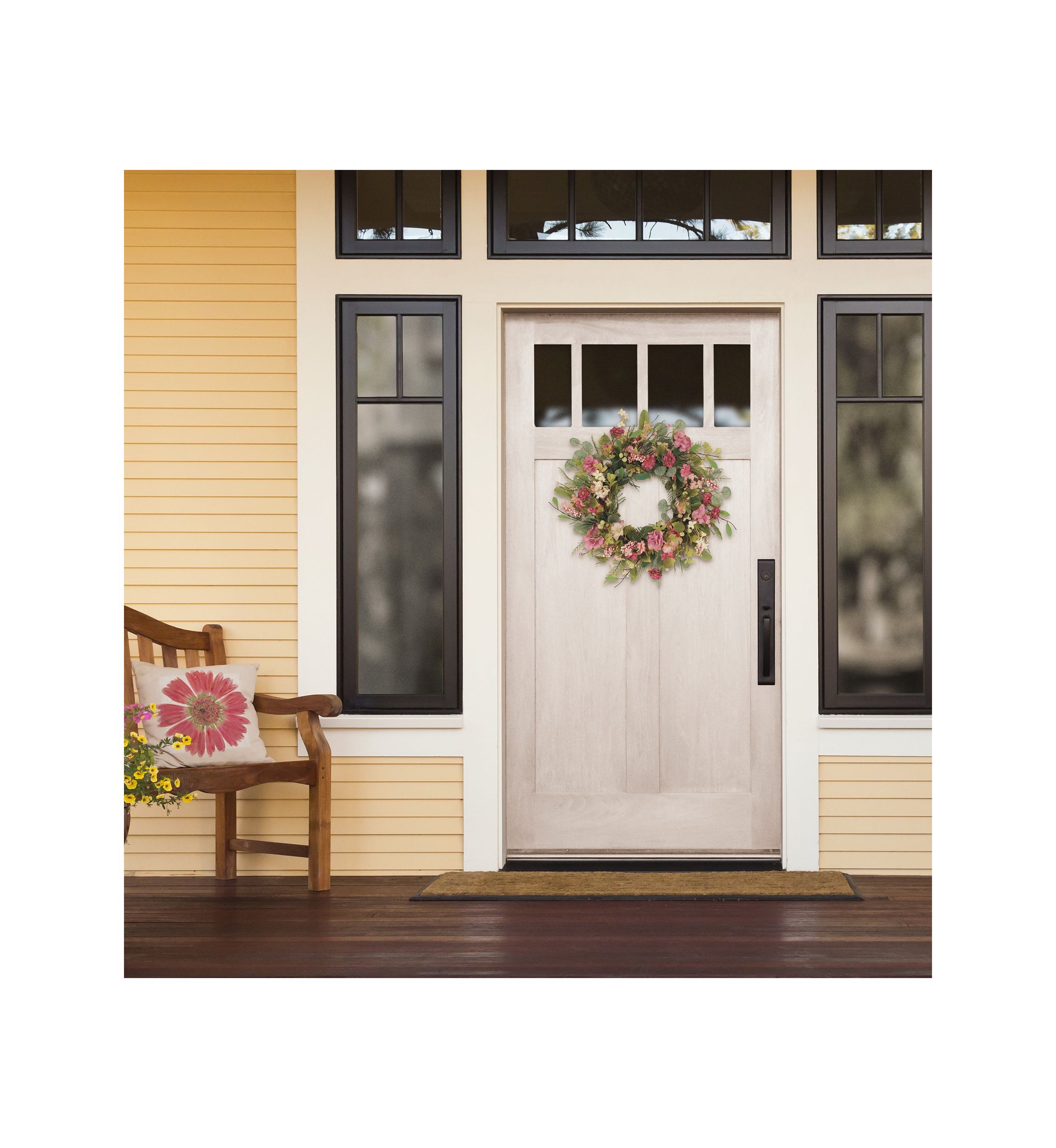 24 Inch Artificial Chrysanthemum and Hydrangea Floral Spring Wreath