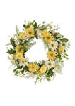 24 Inch Artificial Chrysanthemum and Daisy Floral Spring Wreath