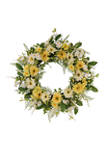 30 Inch Artificial Chrysanthemum and Daisy  Floral Spring Wreath