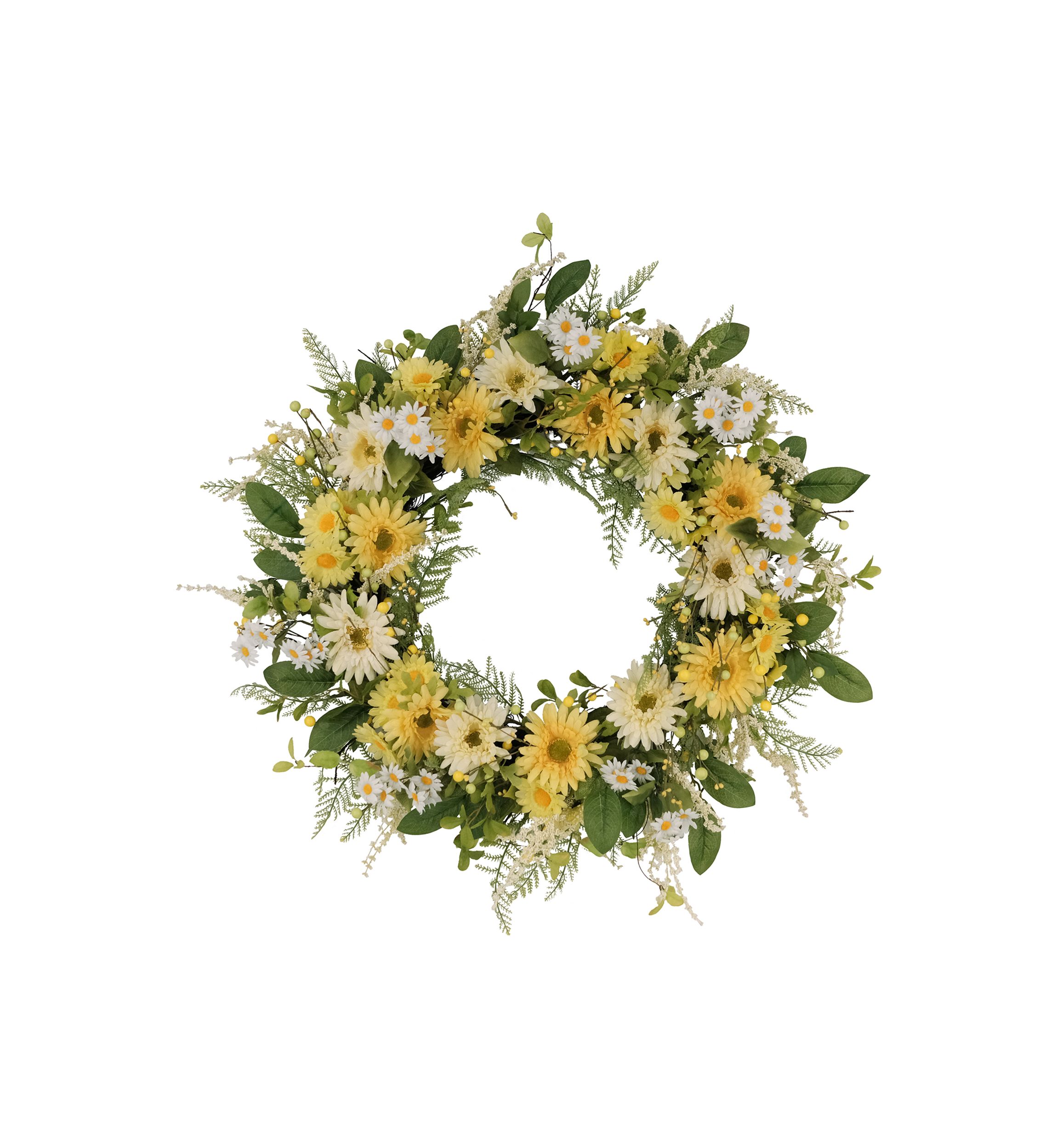 30 Inch Artificial Chrysanthemum and Daisy  Floral Spring Wreath