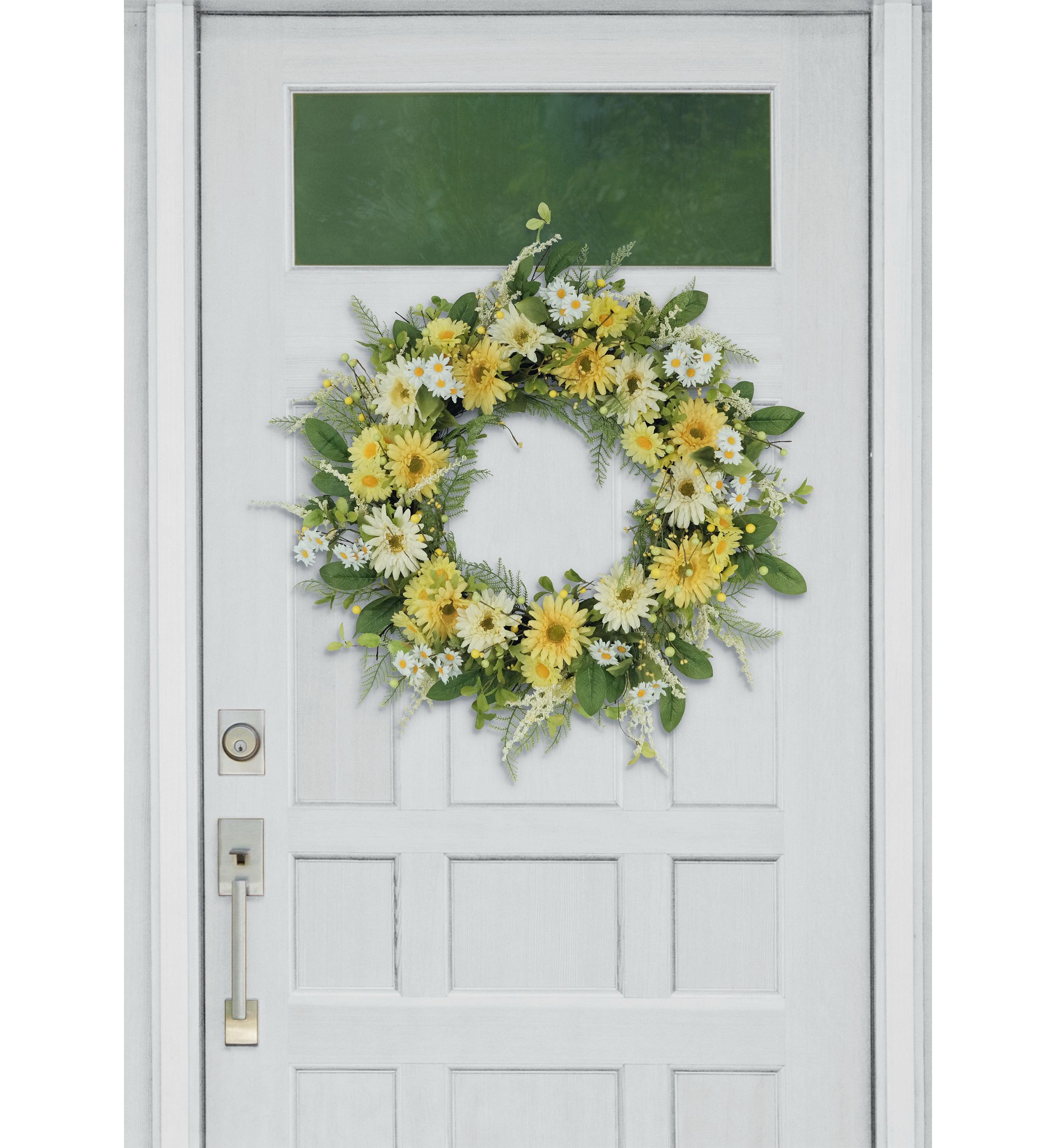 30 Inch Artificial Chrysanthemum and Daisy  Floral Spring Wreath