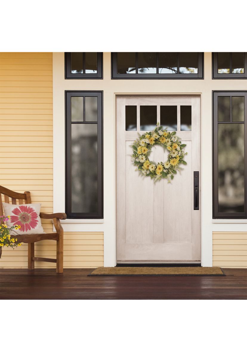 30 Inch Artificial Chrysanthemum and Daisy  Floral Spring Wreath