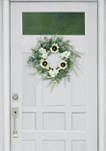 24 Inch Artificial Sunflower and Hydrangea Floral Spring Wreath
